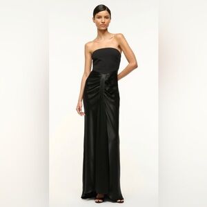 STAUD Black Strapless Dress